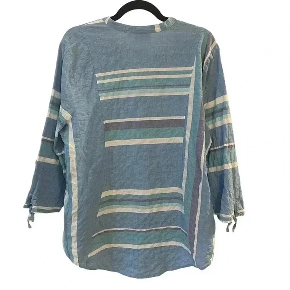 Habitat striped button front beachy coastal large - Picture 2 of 6